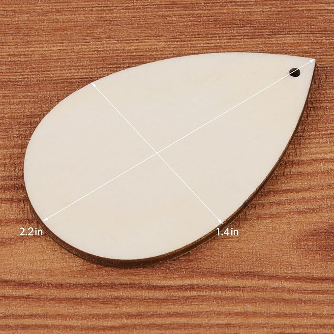 100 Pieces Unfinished Blank Wood Teardrop Earring Pendant - Image 3