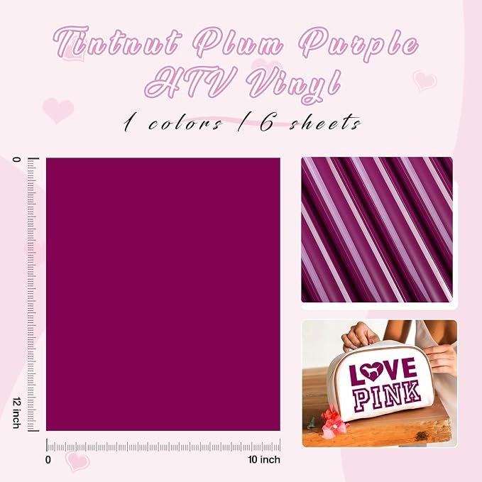Tintnut Plum Purple Heat Transfer Vinyl, easy cut & weed, stretch washable - Image 2