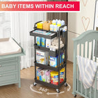 Goovilla 4 Tier Rolling Utility Cart Organizer - Image 6