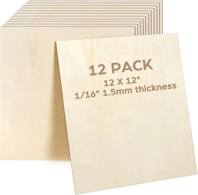 LotFancy Basswood Sheets, 12 Pack, Plywood Sheets by LotFancy