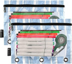 Custom Blue Striped Bow Pencil Pouch - Image 2
