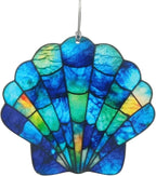 Beach Gifts for Women Acrylic Faux Stained Glass Ornament, Seashell Coastal by Comasol