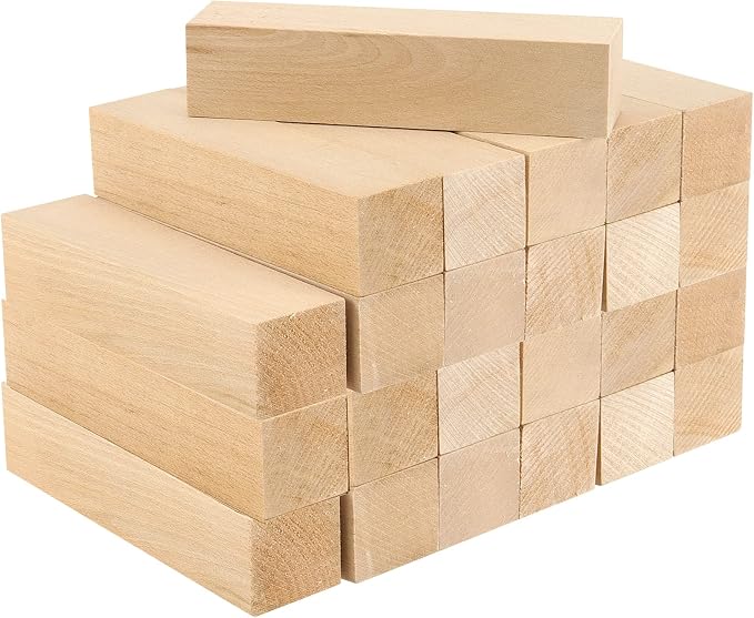 JAPCHET 24 Pieces 4 x 1 x 1 Inch Basswood Carving Blocks, Natural Wood Carving by JAPCHET
