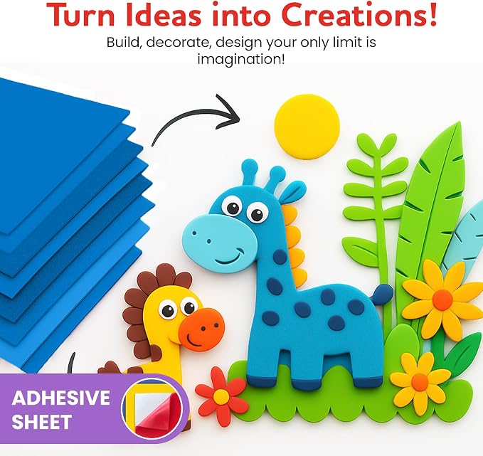 Self-Adhesive EVA Foam Sheets for Crafts – 2mm Thickness 8 Blue Sheets - Image 6