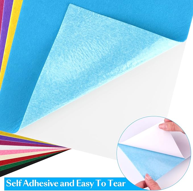 CHRORINE 10 Pcs Felt Fabric Sheets Self Adhesive Felt Sheets 8 x 12 Inches Felt - Image 3