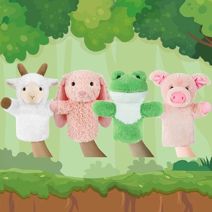 4 PCS 11 Inch Farm Animal Hand Puppet Set Soft Realistic Plush Puppets Toys Goat - Image 6
