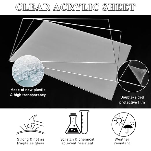 Roowest 2 Pcs 24 x 48 Inch, 1/8 Inch Thick Clear Acrylic Sheets Plastic - Image 3