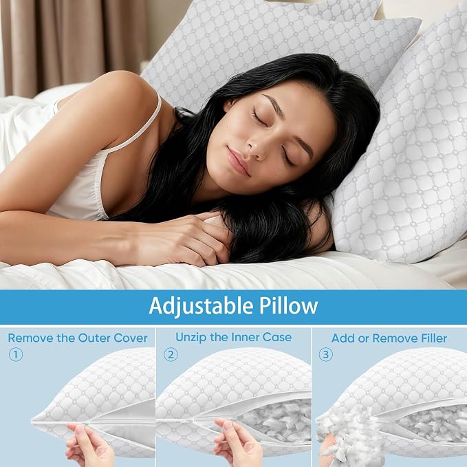 OAISZ Shredded Memory Foam Pillows, Bed Pillows King Size Set of 2, Cooling - Image 7