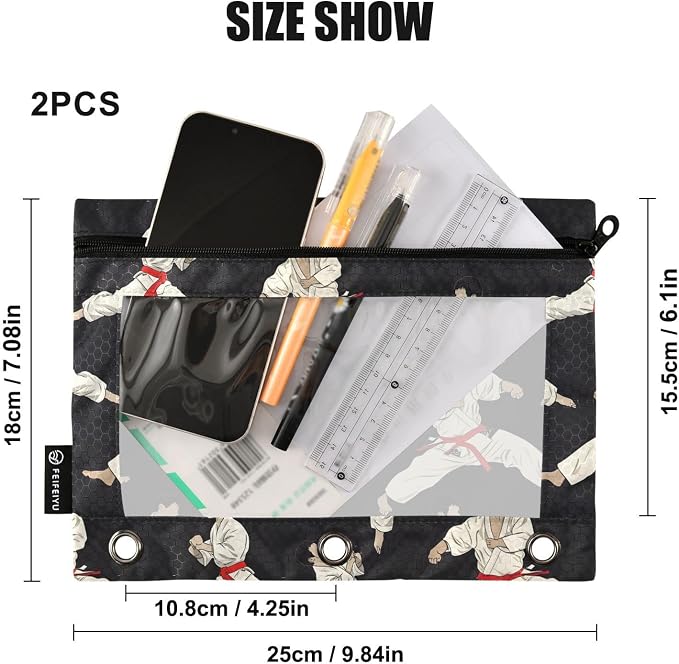 Karate Black Background Pencil Pouch - Image 3