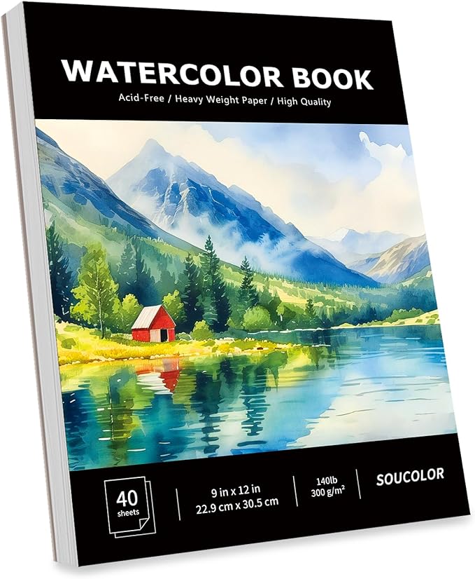 Soucolor Watercolor Paper Pad 9x12 140lb Cold Press 40 Sheets Art Supplies | by Soucolor