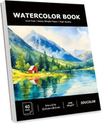 Soucolor Watercolor Paper Pad 9x12 140lb Cold Press 40 Sheets Art Supplies | by Soucolor