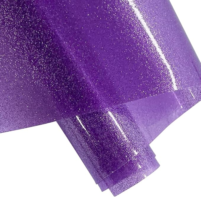 ONEART | Light Purple Transparent Glitter Vinyl Roll, 0.7 mm Solid Clear PVC by ONEART
