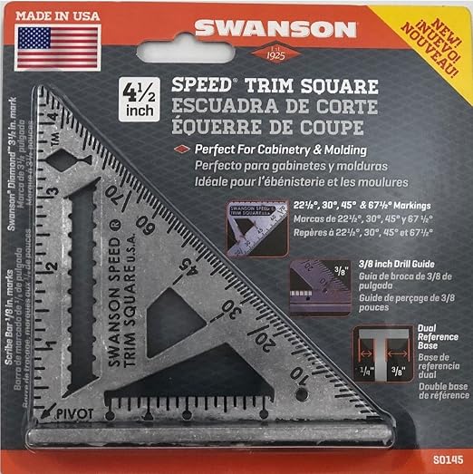 Swanson 4 1/2" Trim Speed Square | Made in the USA aluminum alloy rafter square - Image 4