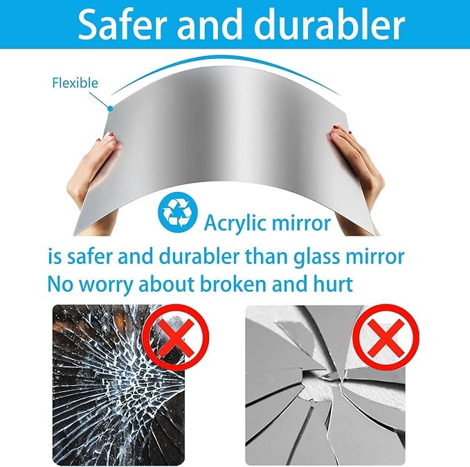 16" x 12" x 1Pcs Acrylic Mirror Sheet, Decorative Wall Mirror | Flexible Body - Image 4