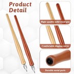 14pcs Oblique Calligraphy Comic Pen Set, 2-in-1 Wooden Pen Holder - Image 3