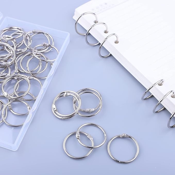 AKONEGE 1.2 Inch Loose Leaf Binder Rings, Metal Office Book Rings, Nickel - Image 6