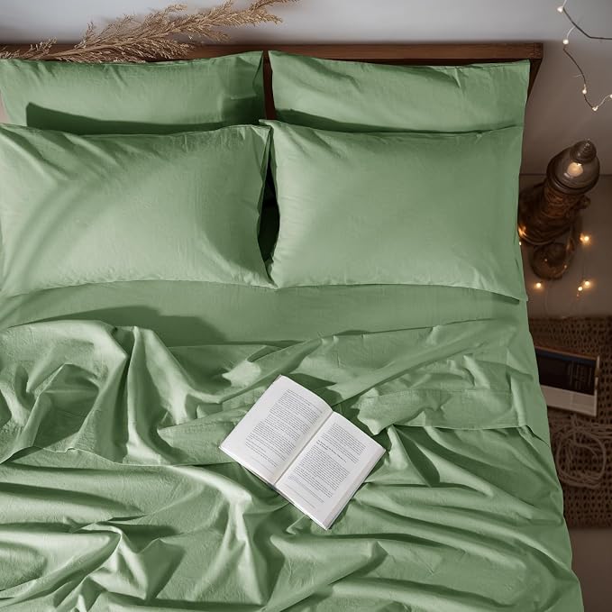 LBRO2M 100% Pure Linen Sheet Set Deep Pocket Up to 16" Bed Sheets Sets by LBRO2MBedding