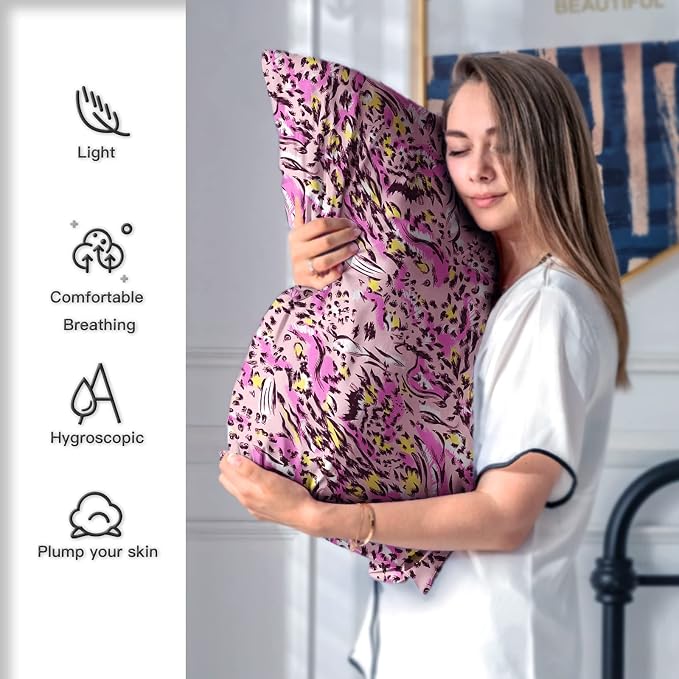 Mulberry Silk Pillowcase for Hair and Skin Queen Size Leopard Print Silk Pillow - Image 5