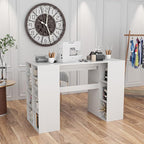 Giantex Craft Table with Storage, Large Drawer, Cabinet with 2 Shelves - Image 4