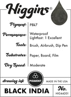 Higgins Black India Pigmented Drawing Ink - Image 3