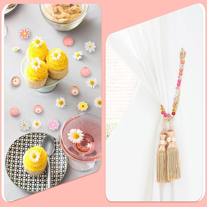 Tradder 200 Pcs Daisy Wooden Beads - Image 6