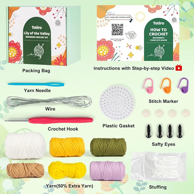 Totiro Crochet Kit for Beginners, Potted Flower Amigurumi Starter Kit, Easy DIY - Image 4
