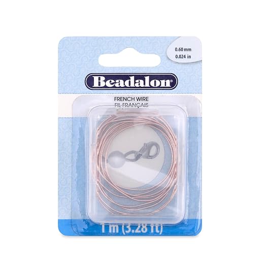 Beadalon French Wire, 0.60 mm / .024 in, Rose Gold Color, 1 Meter by Beadalon