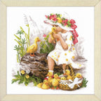 RIOLIS - Girl with Ducklings 1781, Animals Cross Stitch Kits 11, Cross Stitch by RIOLIS