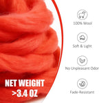 Felting Wool Red, 3.4oz Needle Felting Wool, Beginner Needle Felting Wool - Image 2