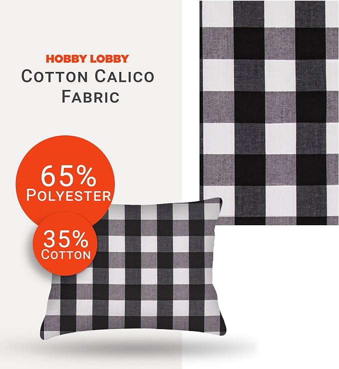 Hobby Lobby Black & White Gingham Fabric, 2 Yards | Precut Fabric - Image 3