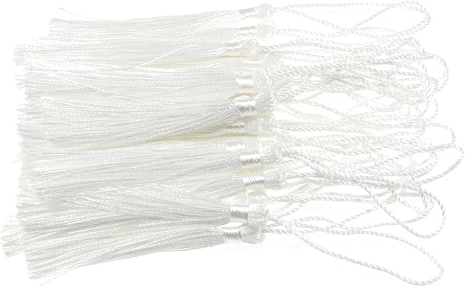 VAPKER 100 Pieces White Tassels 13cm/5-Inch Silky Handmade Soft Tassels Floss - Image 2