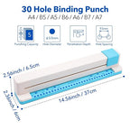 30 Holes Binding Punch, Loose Leaf Paper Punch Machine, Portable Hand Pushed - Image 6