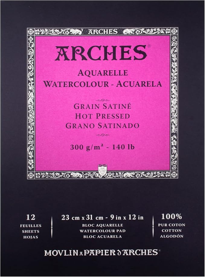 Arches Watercolor Pad 9x12 Inches 140lb/300gsm Hot Press by ARCHES