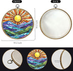 Colorful Mountain Sunset Bohemian Style Rainbow Sunrise Art Gift Framed Round - Image 2