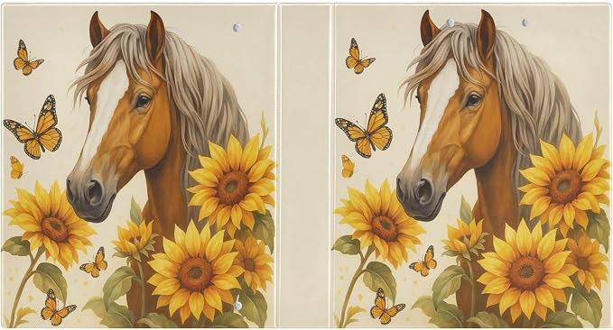 Horse Round Ring Binders 1.5 Inch Butterfly Sunflower 3 Ring Clipboard Binder - Image 2