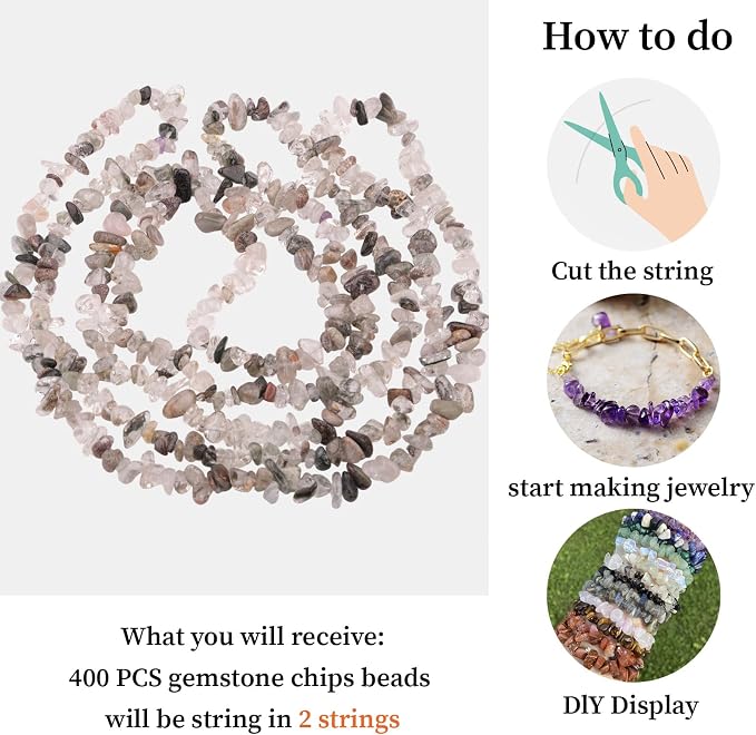 400pcs Natural Chip Stone Beads - Image 9