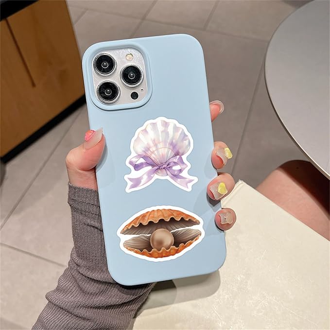 60PCS Sea Shell Stickers Aesthetic PET Transparent Conch Sticker Clamshell - Image 6