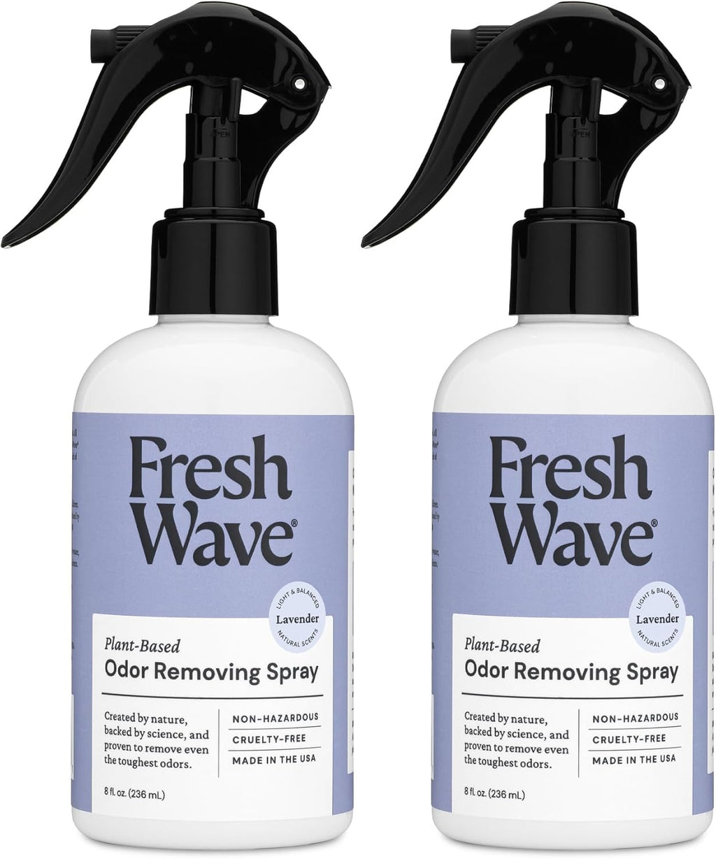 Fresh Wave Lavender Scent Odor Removing Spray, 8 fl. oz. | Pack of 2 | Odor Absorber for Home, Furniture, Fabrics & Trash | Safer Odor Relief