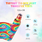 Tintnut Red Yellow Swirl Tie Dye Heat Transfer Vinyl-12"x5ft Iron on Vinyl | - Image 2