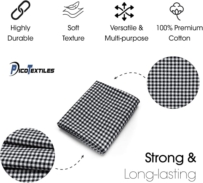 Pico Textiles 2 Yards Bolt Black and White Buffalo Plaid Checkered Flannel - Image 5