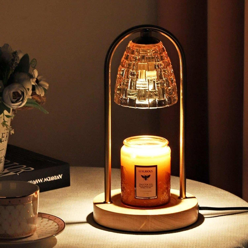 Candle Warmer Lamp with Timer and Dimmer, Electric Scented Wax Warmer for Bedroom, Home Decor Aroma Candle Holder Night Light/Table Lamp - Gift (ABC-Golden-Oval)
