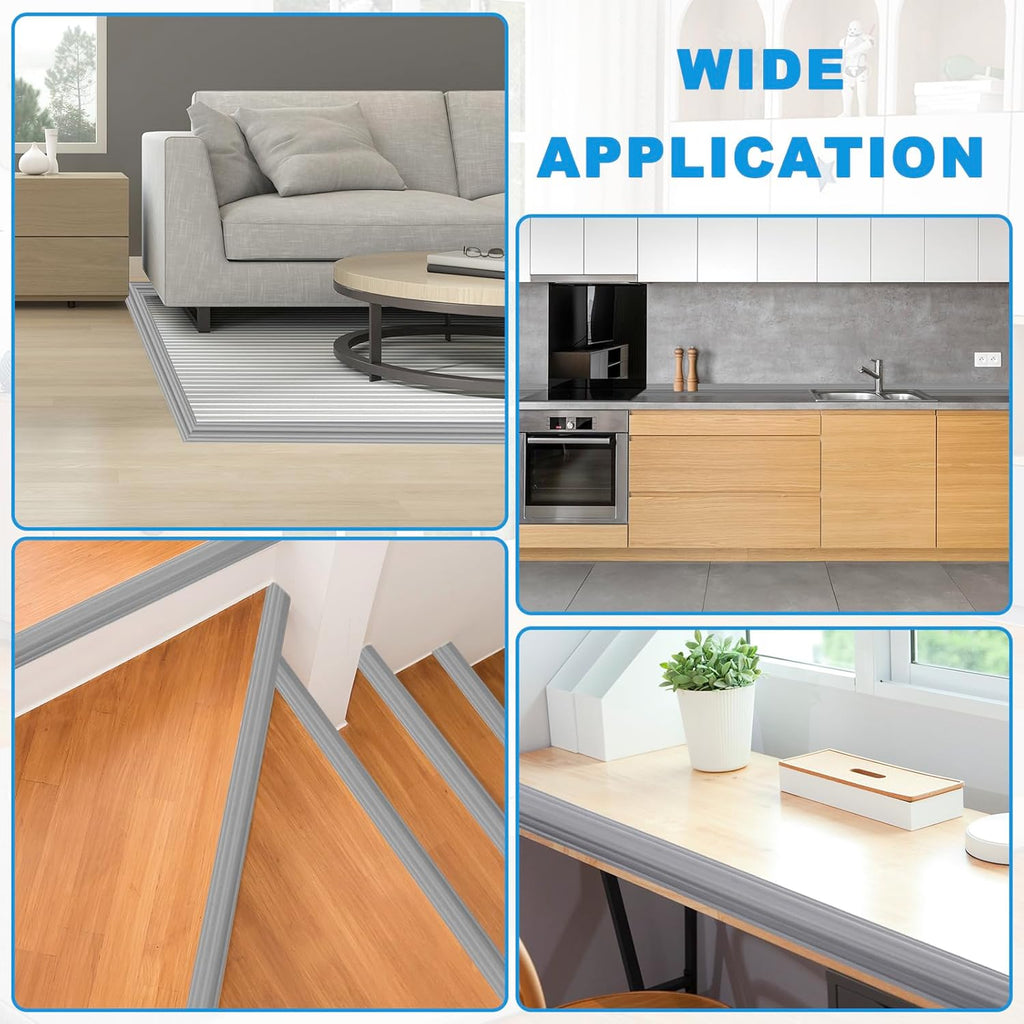 Wall Corner Protector Peel and Stick Corner Trim Molding Flexible Inside & Outside Wall Edge Guard Self Adhesive Moulding Trim for Edge Use, Gray, 2.3” W x 10’ L