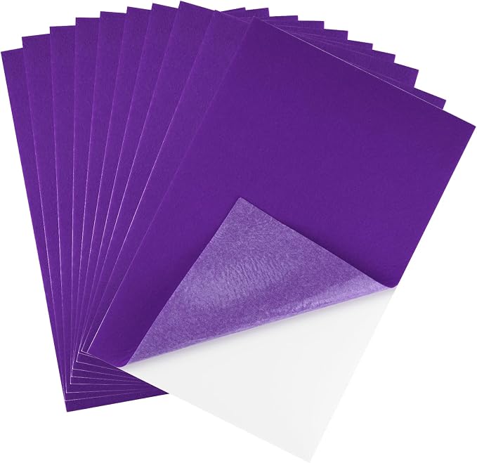 CHRORINE 10 Pcs Purple Felt Fabric Sheets Self Adhesive Felt Sheets 8 x 12 by CHRORINE