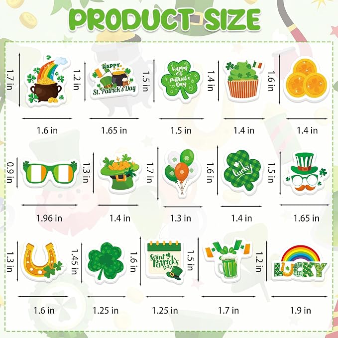 300Pcs St. Patrick’s Day Foam Stickers, Self-Adhesive Lucky Shamrock Clover - Image 7