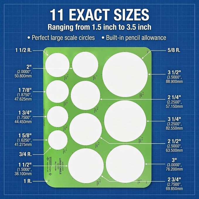 ALVIN, Large Circles Guide Template, Drawing and Drafting Tool - Image 3