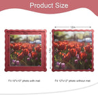 12x12 Picture Frame with Mat for 10x10, Wavy Edge Wooden Real Glass Photo Frame - Image 3