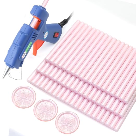 60pcs Wax Seal Sticks with Glue Gun Kit, Light Pink Sealing Wax Sticks by HOSEALING