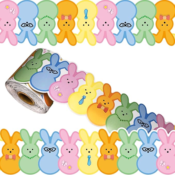 69 Feet Easter Bunny Bulletin Board Border Colorful Rabbit Die Cut Trim Border by Unknown