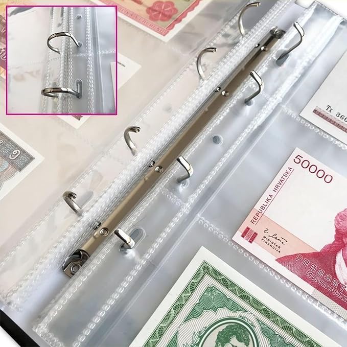 MUQING 60 Pockets Dollar Bill Holder Pages, 20 Sheets Currency Paper Money - Image 6
