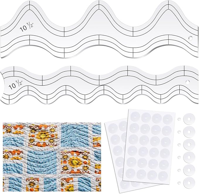 Kigley 2 Pcs Free Motion Quilting Templates Waves Acrylic Quilting Rulers by Kigley